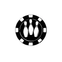 poker chip with bowling pins behind it tattoo design idea