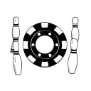 poker chip with bowling pins behind it tattoo design idea