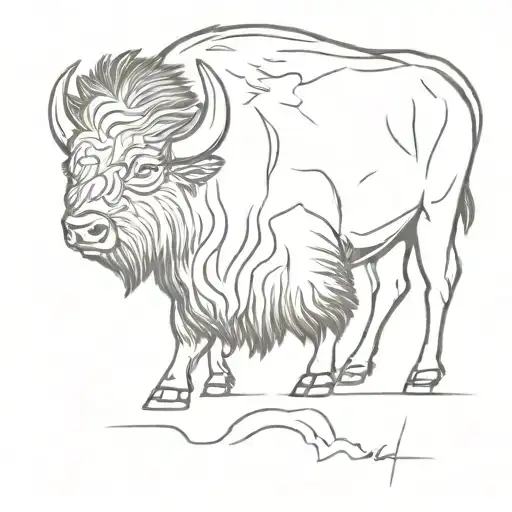 bison walking through storm tattoo design idea