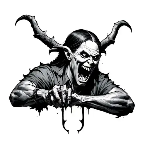 demonic gangster nunn back from the dead evil killer tattoo design idea