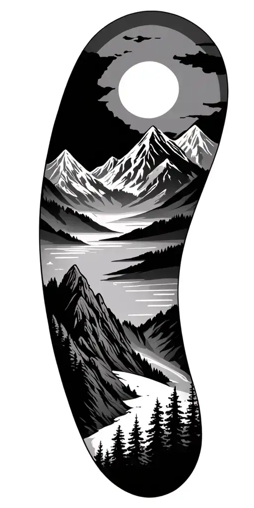 mountain sun tattoo design idea