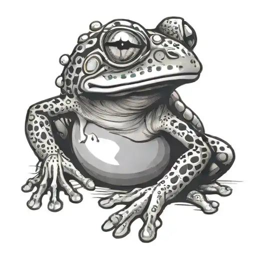 fine line frog sits on a disco mirrorball tattoo design idea