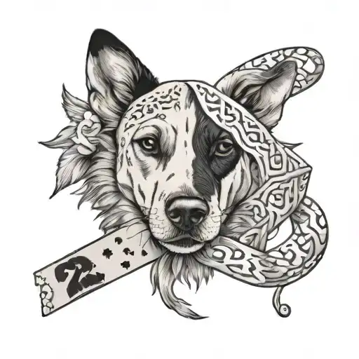 Band-aid decorated with fancy dogs and a number 23 tattoo design idea