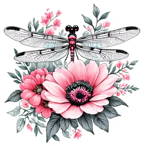 pinky promise with may and September birth flowers and dragonfly  tattoo design idea