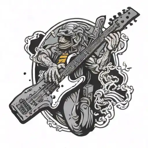 brother commemoration bass guitar biker guns   tattoo design idea