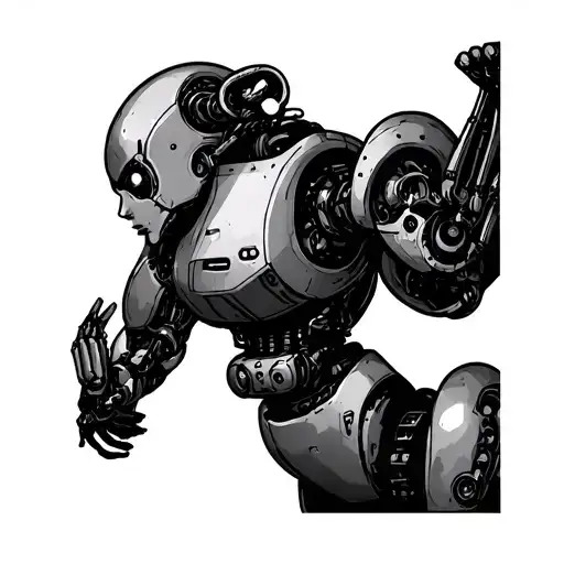 robot hooker tattoo design idea