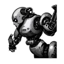 robot hooker tattoo design idea