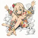 nude anime waifu ahegao tattoo design idea