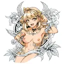 nude anime waifu ahegao tattoo design idea