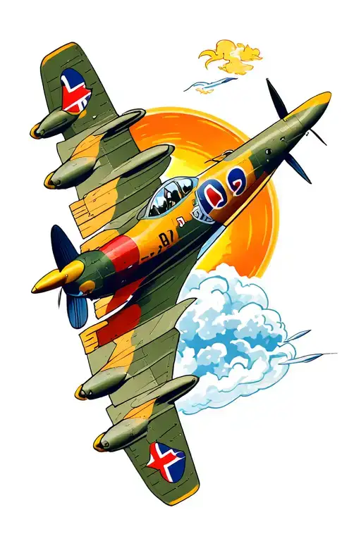 Spitfire flying tattoo design idea
