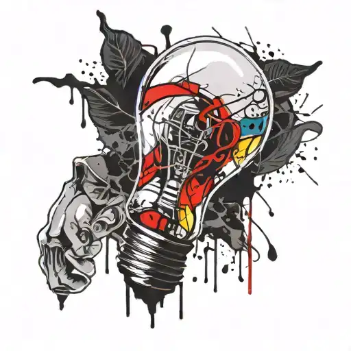 A light bulb with some colors inside  tattoo design idea