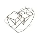 two cubes that overlap in a heart shape tattoo design idea