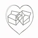two cubes that overlap in a heart shape tattoo design idea