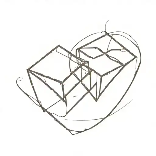 two cubes that overlap in a heart shape tattoo design idea
