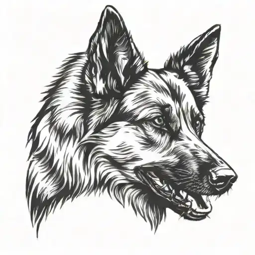 german sheppard barking dog tattoo design idea
