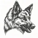 german sheppard barking dog tattoo design idea
