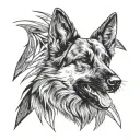 german sheppard barking dog tattoo design idea