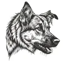 german sheppard barking dog tattoo design idea