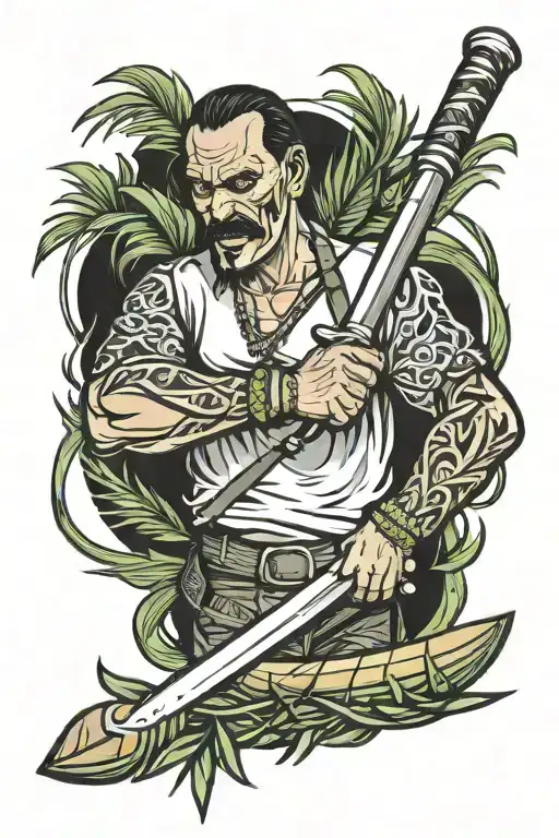 machete chopping sugar cane tattoo design idea