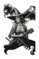 witch burning at stake tattoo design idea
