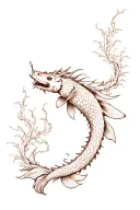 dragon and vines wrapping around arm with koi fish tattoo design idea