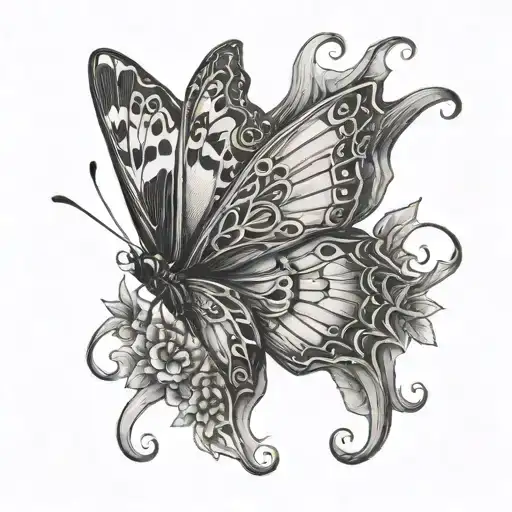 A butterfly emerging from a cocoon shape, symbolizing growth tattoo design idea