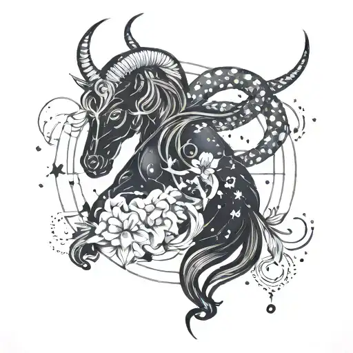 Capricorn constellation intertwined tattoo design idea