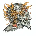 anxiety depression overthinking concept exploded head tattoo design idea