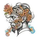 anxiety depression overthinking concept exploded head tattoo design idea