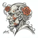 anxiety depression overthinking concept exploded head tattoo design idea