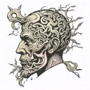 anxiety depression overthinking concept exploded head tattoo design idea