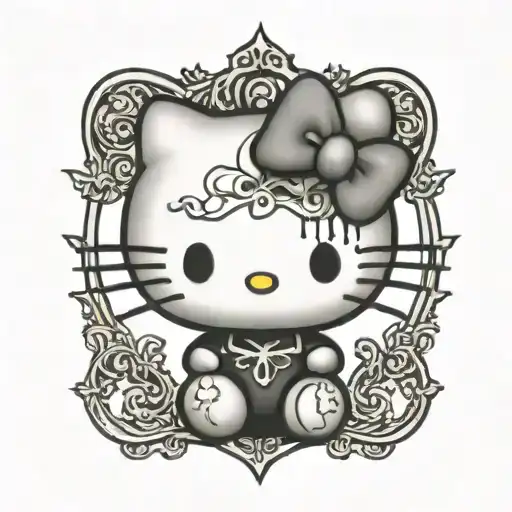 hello kitty black metal tattoo design idea