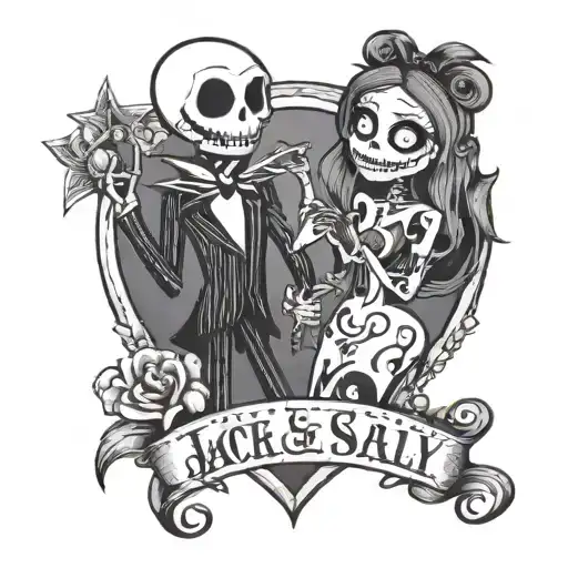 jack and sally being cute tattoo design idea