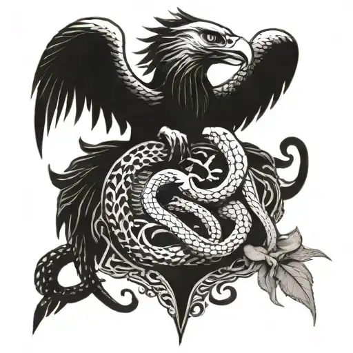 eagle and snake and dragon tattoo design idea