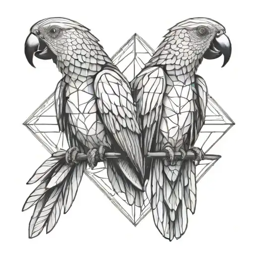 two parrots tattoo design idea