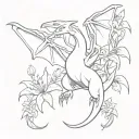 charizard  and Lillies tattoo design idea