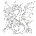charizard  and Lillies tattoo design idea