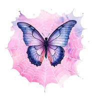 butterfly in cobweb surrounded tattoo design idea