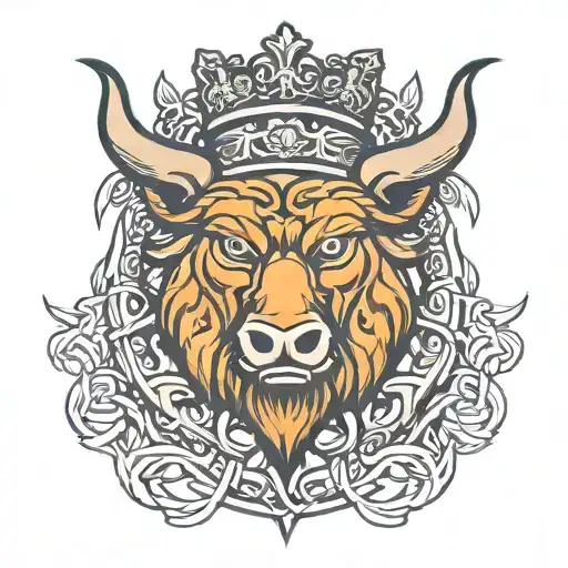 boar head and st michaels sword and wings wearing a crown background celtic knot tattoo design idea