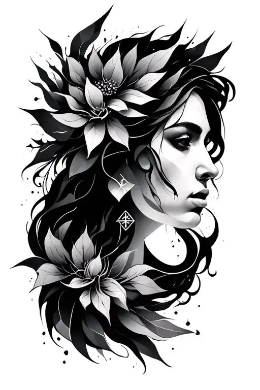 geometric, illustrative black and grey, leaving religion and finding freedom without religious imagery tattoo design idea
