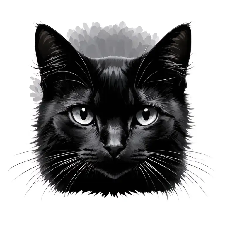 black cat silhouette tattoo design idea