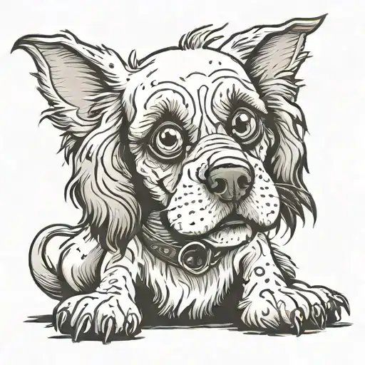 frankenweenie cocker spaniel sitting tattoo design idea