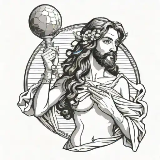 jesus in drag as pinup with maracas tattoo design idea