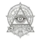 steampunk all seeing  eye tattoo design idea