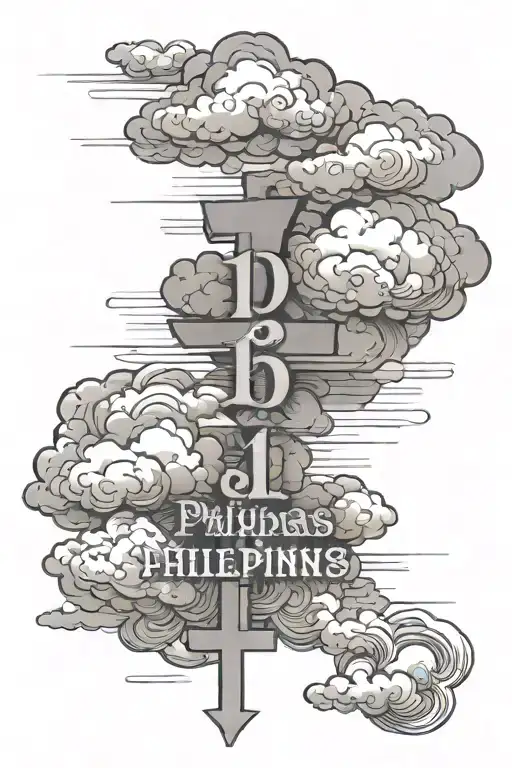Clouds Bible Verse "Philippians 4:13 written with cross tattoo design idea