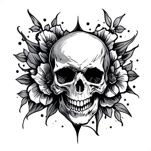 skull on back of hand tattoo design idea