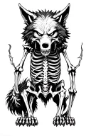 a three headed wolf skeleton angry  tattoo design idea