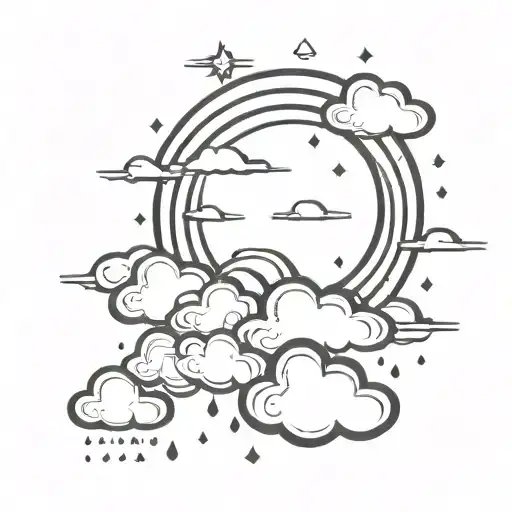 sun moon sky rain cloud tattoo design idea