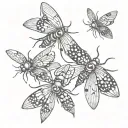 3 fireflys tattoo design idea