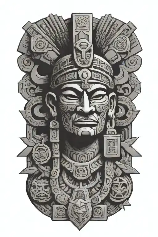 mayan god itzamna mayan god with pyramid tattoo design idea